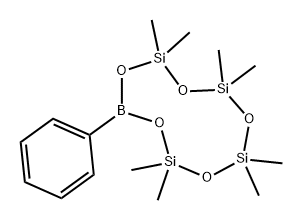 1,3,5,7,9-Pentaoxa-2,4,6,8-tetrasila-10-boracyclodecane, 2,2,4,4,6,6,8,8-octamethyl-10-phenyl- Struktur