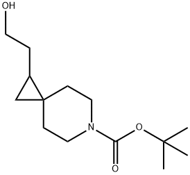 6-Azaspiro[2.5]octane-6-carboxylic acid, 1-(2-hydroxyethyl)-, 1,1-dimethylethyl ester 化学構造式