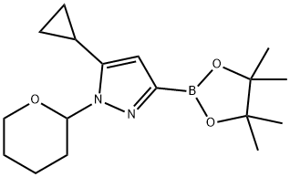 5-Cyclopropyl-1-(tetrahydro-2H-pyran-2-yl)-3-(4,4,5,5-tetramethyl-1,3,2-dioxaborolan-2-yl)-1H-pyrazole Struktur