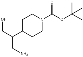 1-Piperidinecarboxylic acid, 4-[2-amino-1-(hydroxymethyl)ethyl]-, 1,1-dimethylethyl ester Struktur