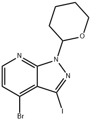 4-bromo-3-iodo-1-(tetrahydro-2H-pyran-2-yl)-1H-pyrazolo[3,4-b]pyridine Struktur