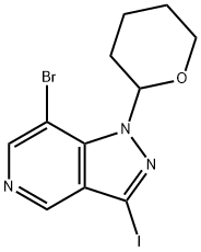7-Bromo-3-iodo-1-(tetrahydro-2H-pyran-2-yl)-1H-pyrazolo[4,3-c]pyridine 结构式
