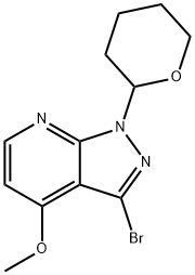 3-Bromo-4-methoxy-1-(tetrahydro-2H-pyran-2-yl)-1H-pyrazolo[3,4-b]pyridine 结构式