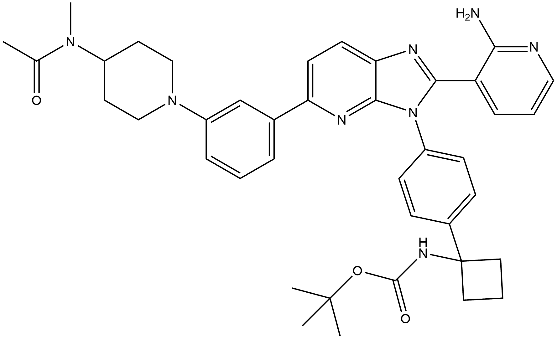 Carbamic acid, N-[1-[4-[5-[3-[4-(acetylmethylamino)-1-piperidinyl]phenyl]-2-(2-amino-3-pyridinyl)-3H-imidazo[4,5-b]pyridin-3-yl]phenyl]cyclobutyl]-, 1,1-dimethylethyl ester