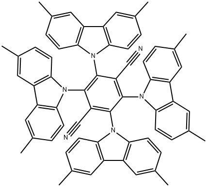 1,4-Benzenedicarbonitrile, 2,3,5,6-tetrakis(3,6-dimethyl-9H-carbazol-9-yl)- Struktur