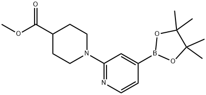 4-Piperidinecarboxylic acid, 1-[4-(4,4,5,5-tetramethyl-1,3,2-dioxaborolan-2-yl)-2-pyridinyl]-, methyl ester 结构式