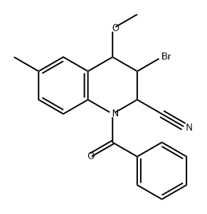 2-Quinolinecarbonitrile, 1-benzoyl-3-bromo-1,2,3,4-tetrahydro-4-methoxy-6-methyl-