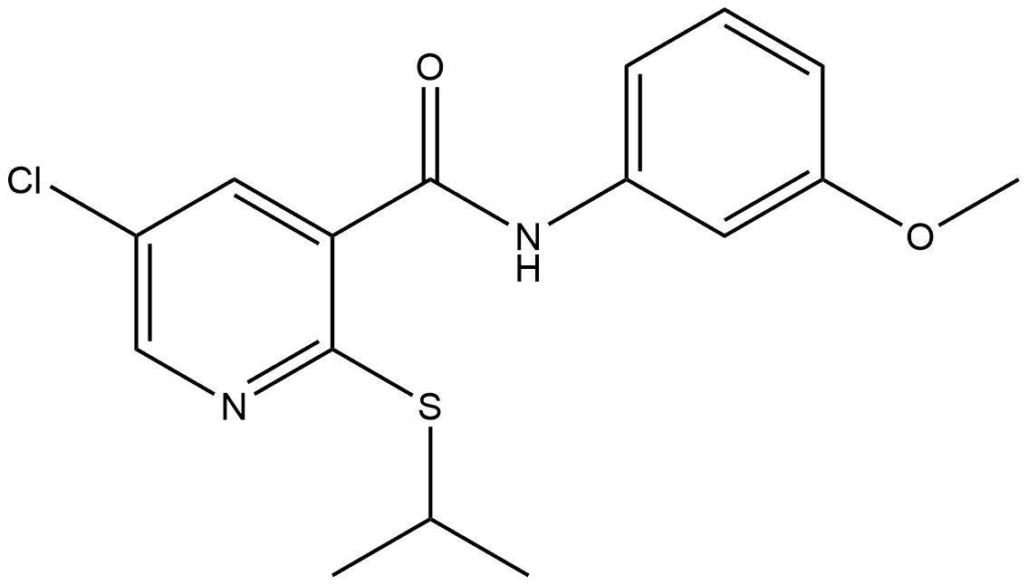 5-Chloro-N-(3-methoxyphenyl)-2-[(1-methylethyl)thio]-3-pyridinecarboxamide 结构式