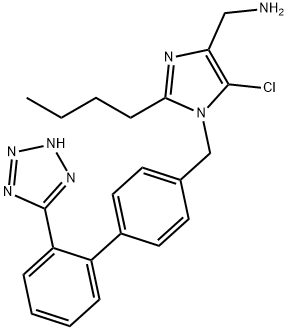 1H-Imidazole-4-methanamine, 2-butyl-5-chloro-1-[[2'-(2H-tetrazol-5-yl)[1,1'-biphenyl]-4-yl]methyl]- 化学構造式
