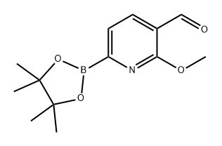 3-Pyridinecarboxaldehyde, 2-methoxy-6-(4,4,5,5-tetramethyl-1,3,2-dioxaborolan-2-yl)- Structure