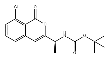 Carbamic acid, N-[(1S)-1-(8-chloro-1-oxo-1H-2-benzopyran-3-yl)ethyl]-, 1,1-dimethylethyl ester Struktur
