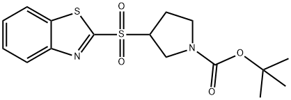 1-Pyrrolidinecarboxylic acid, 3-(2-benzothiazolylsulfonyl)-, 1,1-dimethylethyl ester Structure