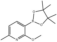 Pyridine, 2-methoxy-6-methyl-3-(4,4,5,5-tetramethyl-1,3,2-dioxaborolan-2-yl)- 化学構造式