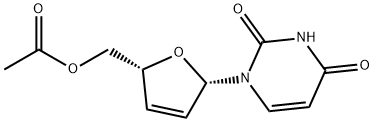 5-Fluoro-1-(2',3'-dideoxy-2',3'-didehydro-5'-O-acetyl-b-L-ribofuranosyl)-uracil 化学構造式