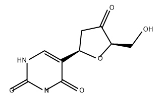 2,4(1H,3H)-Pyrimidinedione, 5-[tetrahydro-5-(hydroxymethyl)-4-oxo-2-furanyl]-, (2R-cis)- (9CI) Structure