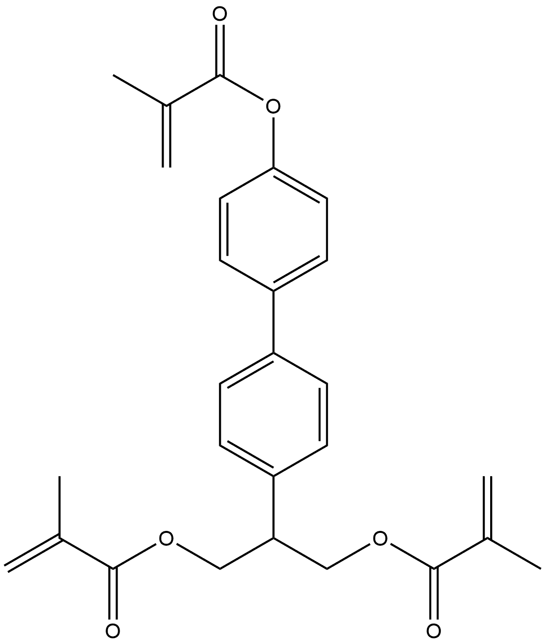 2-(4'-(methacryloyloxy)-[1,1'-biphenyl]-4-yl)propane-1,3-diyl bis(2-methylacrylate) Struktur