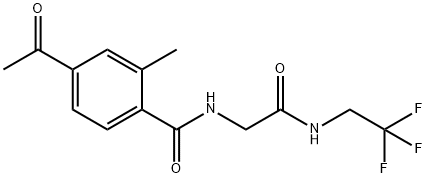 Benzamide, 4-acetyl-2-methyl-N-[2-oxo-2-[(2,2,2-trifluoroethyl)amino]ethyl]- 化学構造式