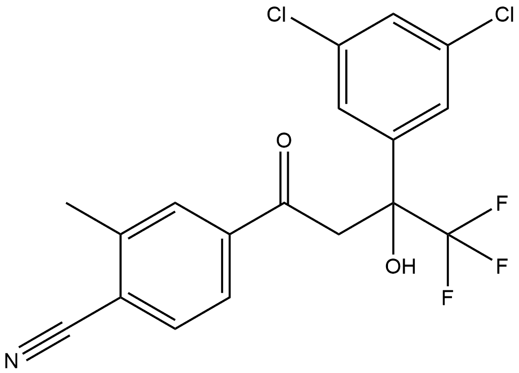 4-[3-(3,5-Dichlorophenyl)-4,4,4-trifluoro-3-hydroxy-1-oxobutyl]-2-methylbenzonitrile Structure