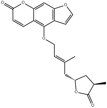7H-Furo[3,2-g][1]benzopyran-7-one, 4-[[(2E)-3-methyl-4-[(2S,4R)-tetrahydro-4-methyl-5-oxo-2-furanyl]-2-buten-1-yl]oxy]- 结构式