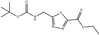 1,3,4-Thiadiazole-2-carboxylic acid, 5-[[[(1,1-dimethylethoxy)carbonyl]amino]methyl]-, ethyl ester,1424376-64-6,结构式