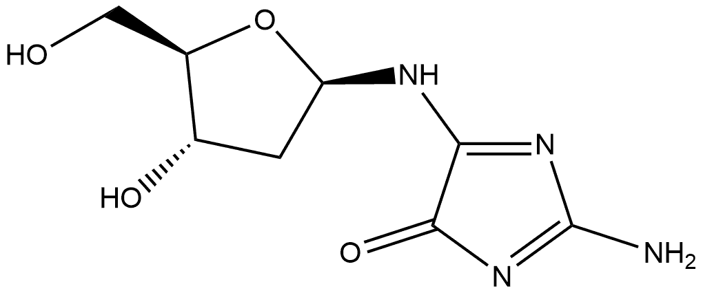 4H-Imidazol-4-one, 2-amino-5-[(2-deoxy-β-D-erythro-pentofuranosyl)amino]- Struktur