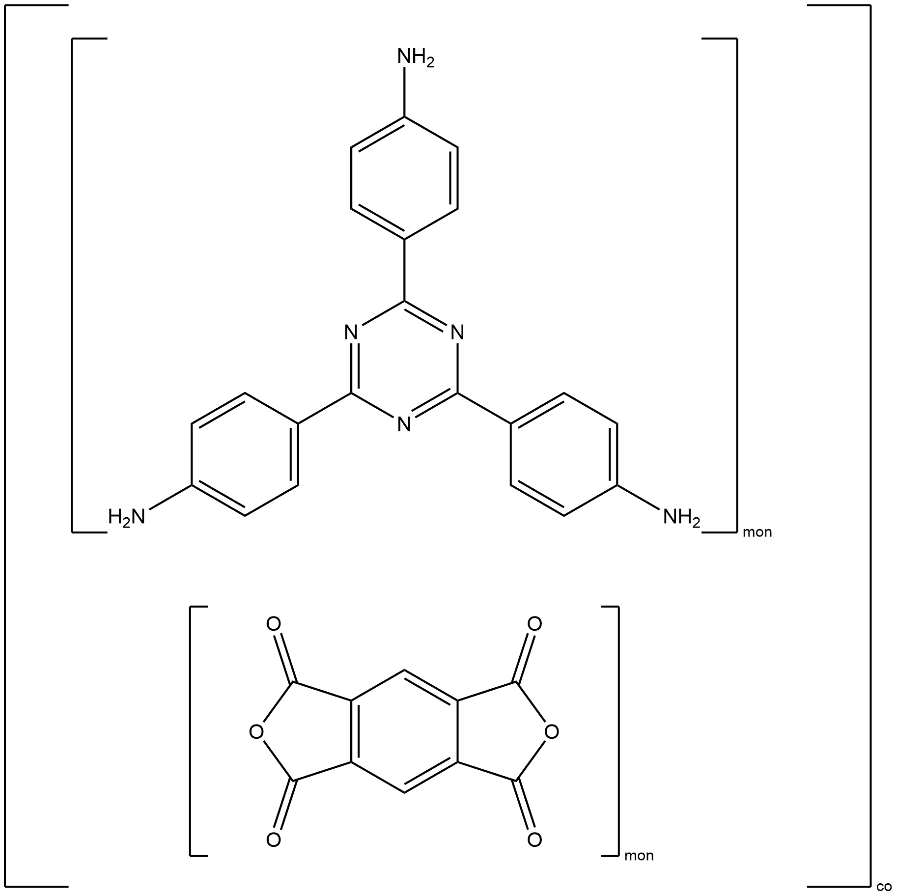 1H,3H-Benzo[1,2-c:4,5-c′]difuran-1,3,5,7-tetrone, polymer with 4,4′,4′′-(1,3,5-triazine-2,4,6-triyl)tris[benzenamine],1426152-91-1,结构式