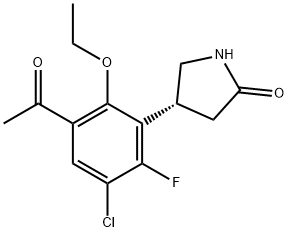 2-PYRROLIDINONE, 4-(3-ACETYL-5-CHLORO-2-ETHOXY-6-FLUOROPHENYL)-, (4R)-,1426701-03-2,结构式