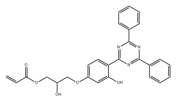 2-Propenoic acid, 3-[4-(4,6-diphenyl-1,3,5-triazin-2-yl)-3-hydroxyphenoxy]-2-hydroxypropyl ester 化学構造式