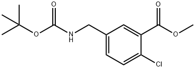 Benzoic acid, 2-chloro-5-[[[(1,1-dimethylethoxy)carbonyl]amino]methyl]-, methyl ester,1427158-17-5,结构式