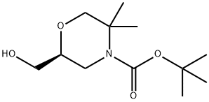 4-Morpholinecarboxylic acid, 2-(hydroxymethyl)-5,5-dimethyl-, 1,1-dimethylethyl ester, (2S)- Struktur