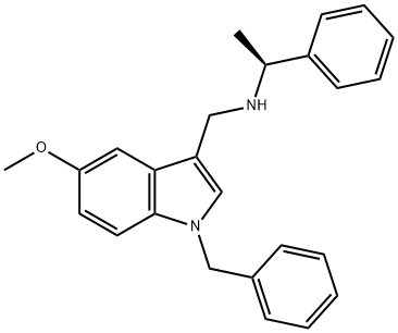 1H-Indole-3-methanamine, 5-methoxy-N-(1-phenylethyl)-1-(phenylmethyl)-, (S)- (9CI) 结构式