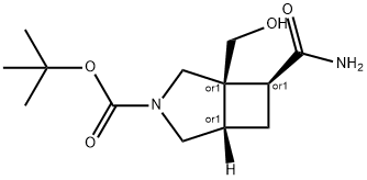 REL-((1S,5R,7R)-7-氨基甲酰基-1-(羟甲基)-3-氮杂双环[3.2.0]庚烷-3-羧酸叔丁酯),1428154-15-7,结构式