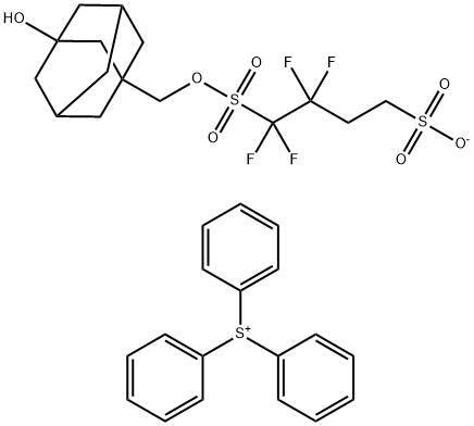 Sulfonium, triphenyl-, 1-[(3-hydroxytricyclo[3.3.1.13,7]dec-1-yl)methyl] 1,1,2,2-tetrafluoro-1,4-butanedisulfonate (1:1) Structure