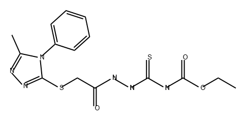 Acetic acid, 2-[(5-methyl-4-phenyl-4H-1,2,4-triazol-3-yl)thio]-, 2-[[(ethoxycarbonyl)amino]thioxomethyl]hydrazide