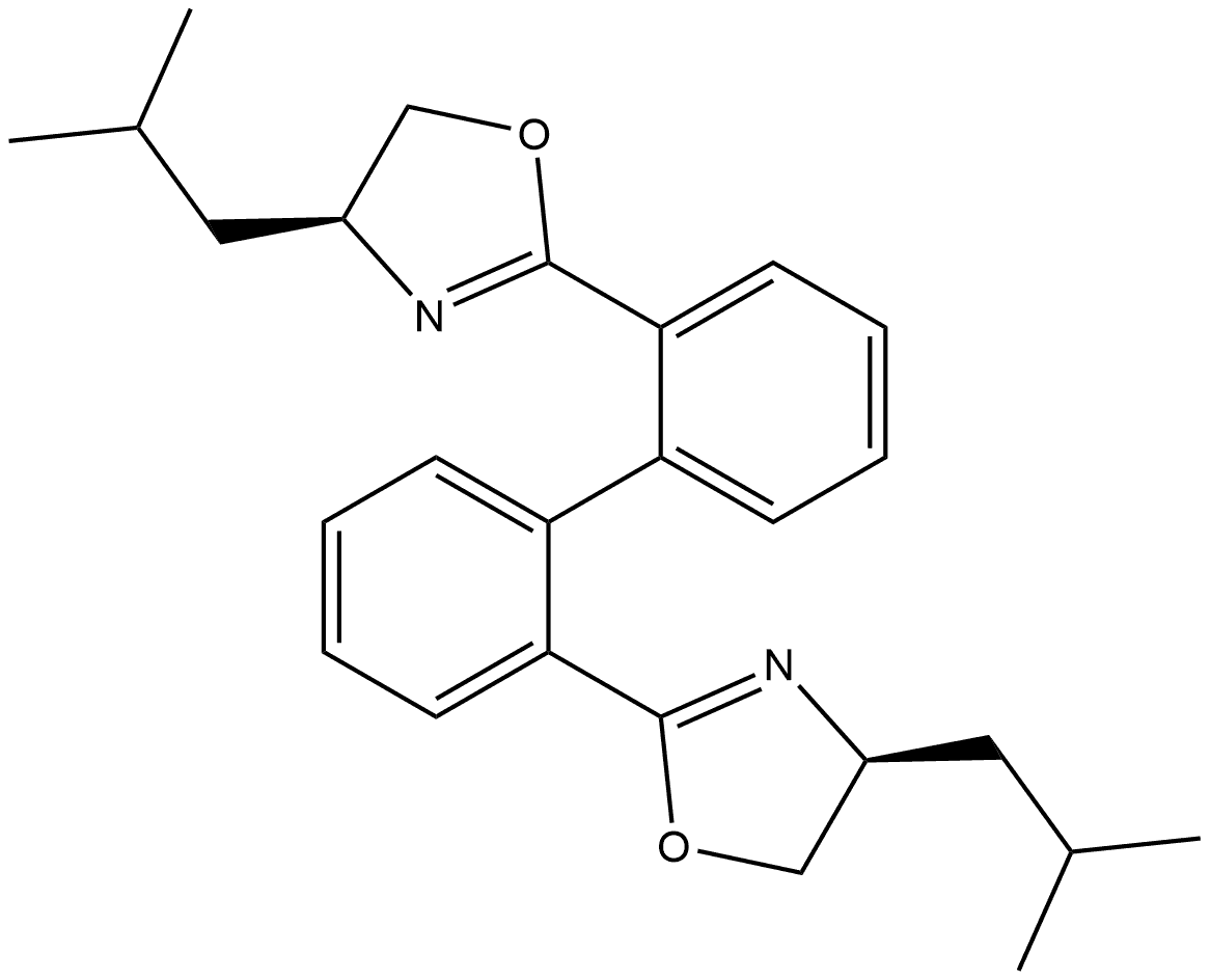 (4S,4′S)-2,2′-(1R)-[1,1′-联苯]-2,2′-二联双[4,5-二氢-4-(2-甲基丙基)噁唑 结构式