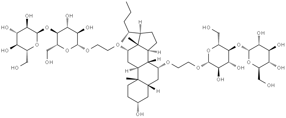 3Α-羟基-7Α,12Α-二 - ((O-Β-D-麦芽糖基)-2-羟基乙氧基) - 胆固醇 结构式