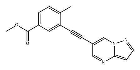 Benzoic acid, 4-methyl-3-(2-pyrazolo[1,5-a]pyrimidin-6-ylethynyl)-, methyl ester 结构式