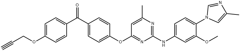 Methanone, [4-[[2-[[3-methoxy-4-(4-methyl-1H-imidazol-1-yl)phenyl]amino]-6-methyl-4-pyrimidinyl]oxy]phenyl][4-(2-propyn-1-yloxy)phenyl]-|化合物 T24720