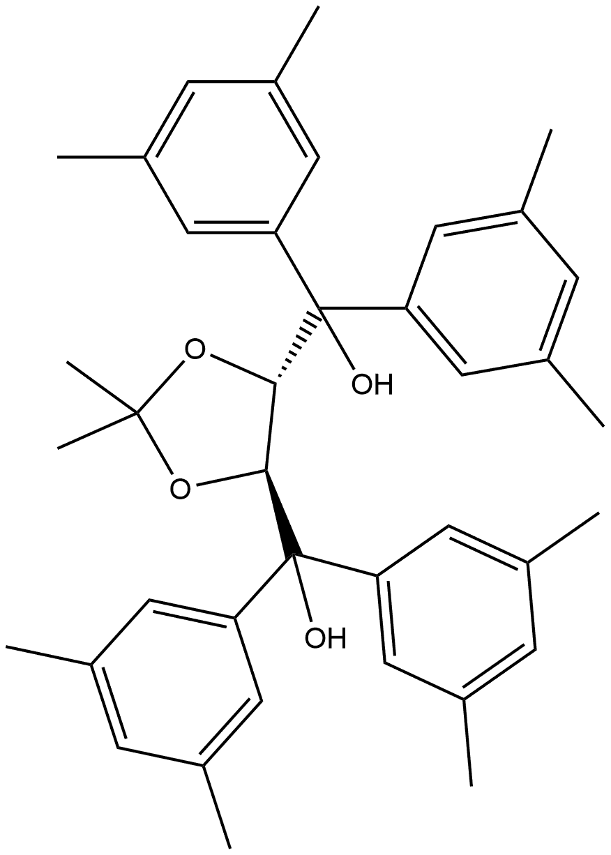 (4S,5S)-2,2-Dimethyl-α,α,α',α'--tetrakis(3,5-dimethylphenyl)
dioxolane-4,5-dimethanol 化学構造式