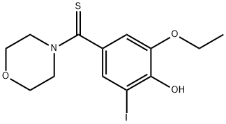 (3-ethoxy-4-hydroxy-5-iodophenyl)(morpholin-4-yl)methanethione 结构式