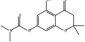 Carbamothioic acid, dimethyl-, O-(3,4-dihydro-5-hydroxy-2,2-dimethyl-4-oxo-2H-1-benzopyran-7-yl) ester (9CI)