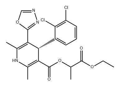3-Pyridinecarboxylic acid, 4-(2,3-dichlorophenyl)-1,4-dihydro-2,6-dimethyl-5-(1,3,4-oxadiazol-2-yl)-, 2-ethoxy-1-methyl-2-oxoethyl ester, [R-(R*,S*)]- (9CI) Struktur