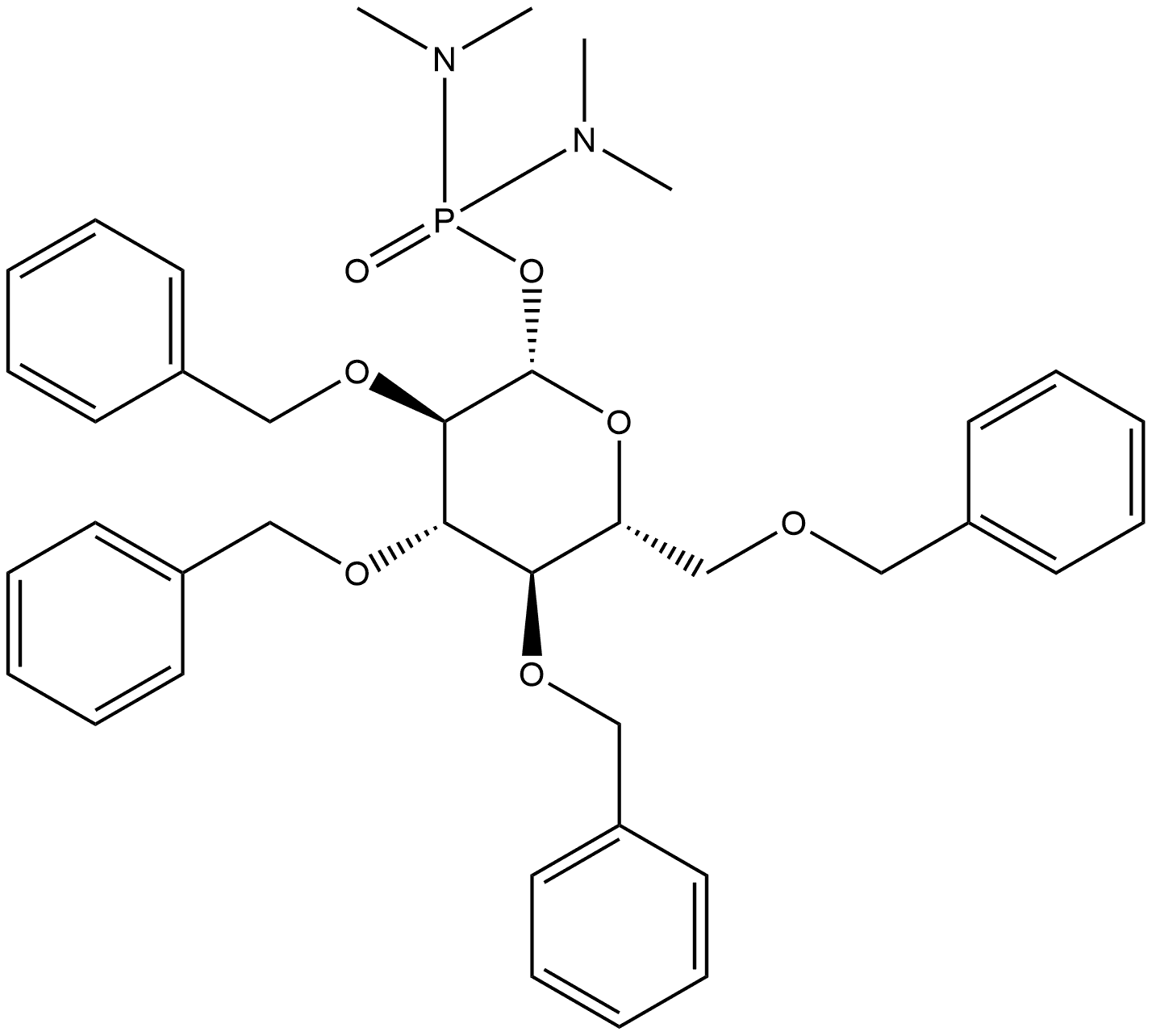 β-D-Glucopyranose, 2,3,4,6-tetrakis-O-(phenylmethyl)-, tetramethylphosphorodiamidate (9CI),143520-27-8,结构式
