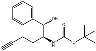 Carbamic acid, N-[(1S)-1-[(S)-hydroxyphenylmethyl]-4-pentyn-1-yl]-, 1,1-dimethylethyl ester Structure