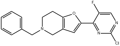 Furo[3,2-c]pyridine, 2-(2-chloro-5-fluoro-4-pyrimidinyl)-4,5,6,7-tetrahydro-5-(phenylmethyl)- Structure
