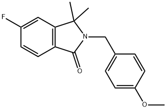 1H-Isoindol-1-one, 5-fluoro-2,3-dihydro-2-[(4-methoxyphenyl)methyl]-3,3-dimethyl- Struktur