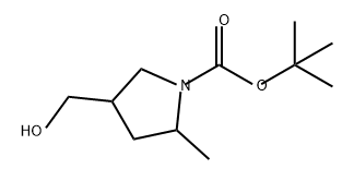 1-Pyrrolidinecarboxylic acid, 4-(hydroxymethyl)-2-methyl-, 1,1-dimethylethyl ester Struktur