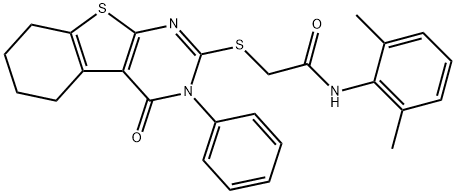 Acetamide, N-(2,6-dimethylphenyl)-2-[(3,4,5,6,7,8-hexahydro-4-oxo-3-phenyl[1]benzothieno[2,3-d]pyrimidin-2-yl)thio]- Structure