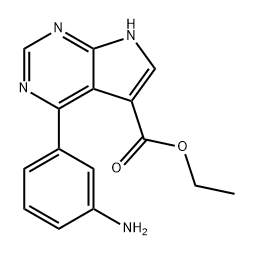 7H-Pyrrolo[2,3-d]pyrimidine-5-carboxylic acid, 4-(3-aminophenyl)-, ethyl ester 结构式