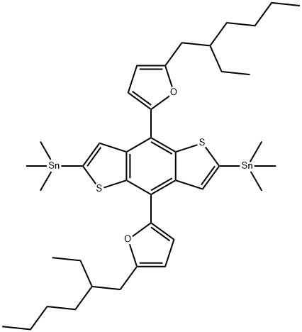 Stannane, 1,1'-[4,8-bis[5-(2-ethylhexyl)-2-furanyl]benzo[1,2-b:4,5-b']dithiophene-2,6-diyl]bis[1,1,1-trimethyl- Structure